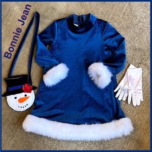 Bonnie Jean Princess Dress w/ Snowman Bag, White Gloves ~ Sz 4